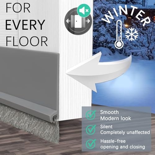 2 Pack Under Door Draft Stoppers with Brush Grey