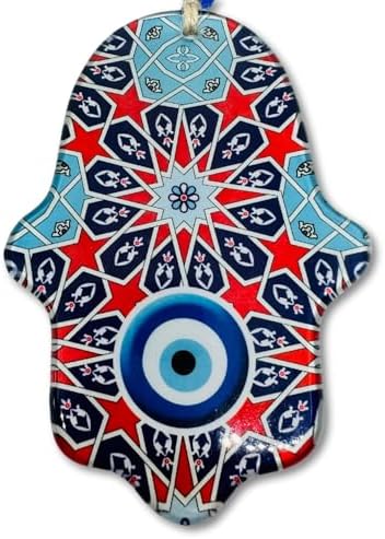 Geometric Hamsa Hand Evil Eye Wall Hanging Decor Protection Good Fortune