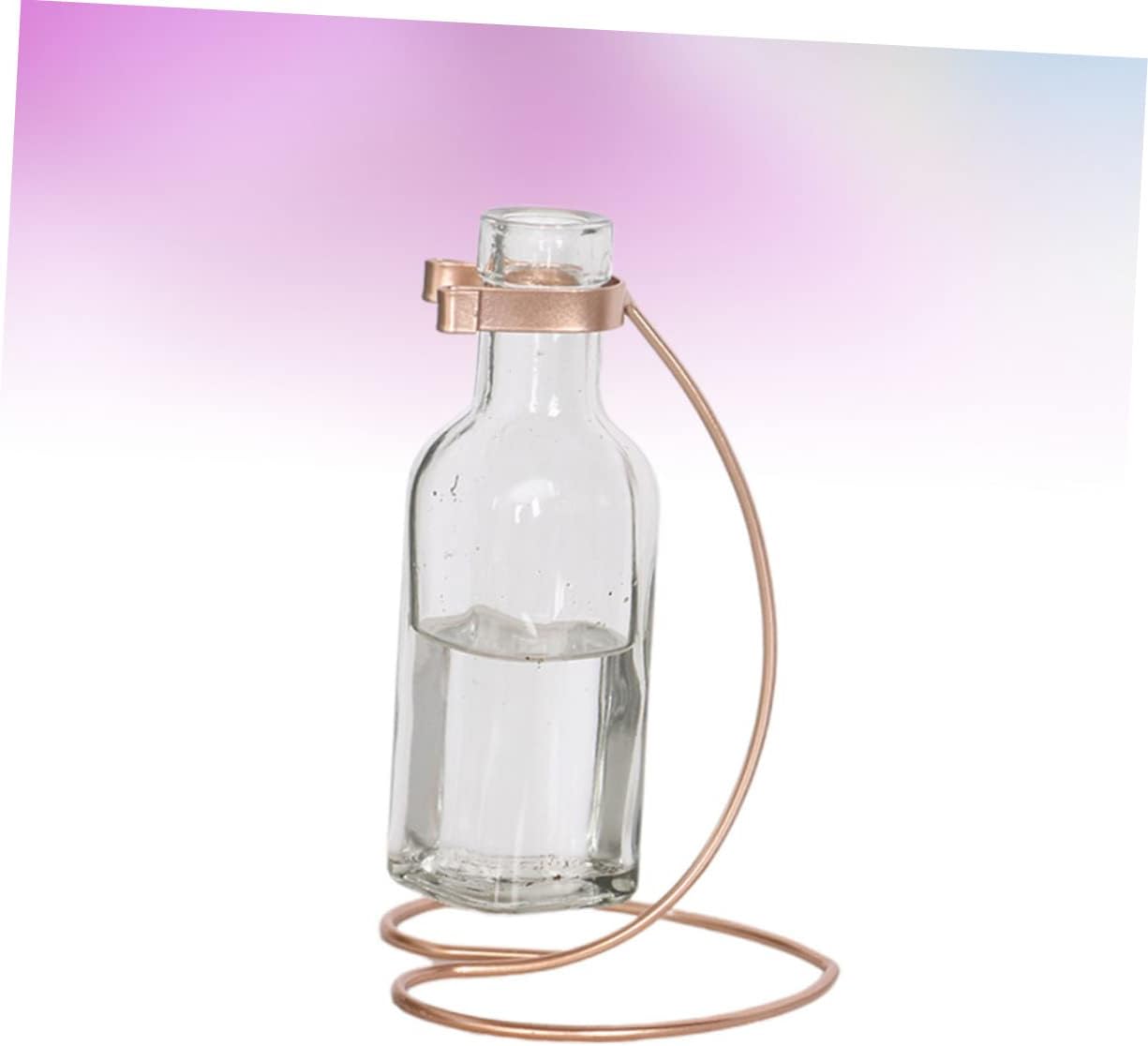 STOBAZA Sturdy Iron Base Glass Vase for Home Office Decor