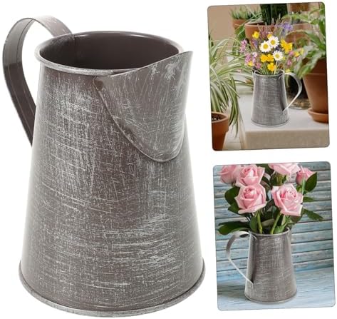 STOBAZA Vintage Flower Pot Iron Pitcher Decorative Vase Country Style Planter Home Decor Accessory