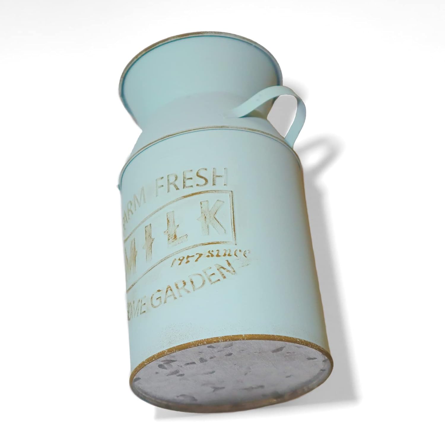 Galvanized Blue-Green Milk Can Vintage Vase