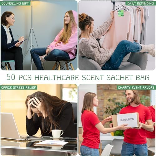 50 Pcs Mental Health Awareness Scent Sachets Green Ribbon Set