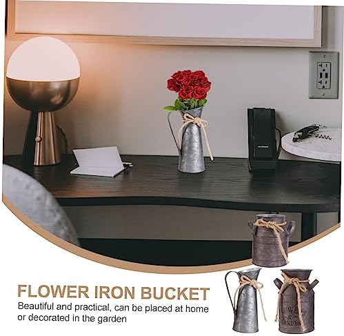 3pcs Retro Iron Flower Bucket Vase Set