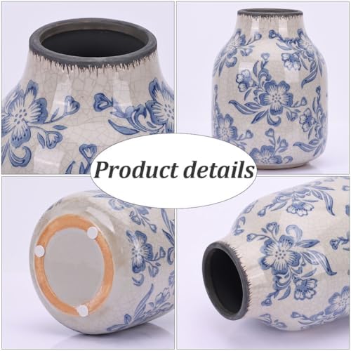 Exquisite Chinoiserie Blue and White Floral Vase 79 Inch Vintage Decor