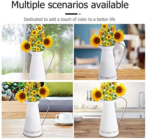 GANAZONO Vintage Galvanized Jug Flower Vase Decor