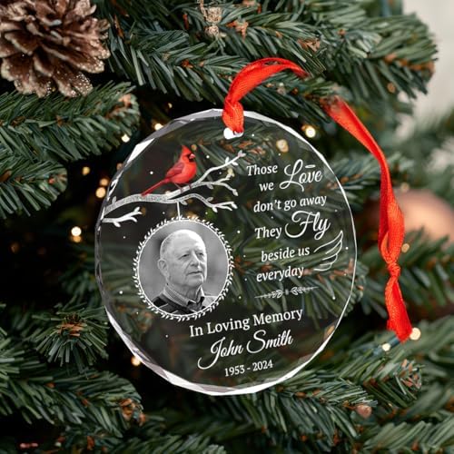 Personalized Glass Ornament for Dad Mom - Sympathy Memorial Keepsake