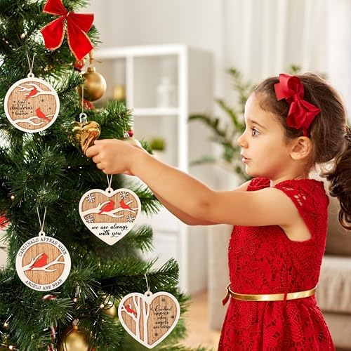 Memorial Christmas Ornaments Red Cardinal Bird Wooden Hanging Decorations