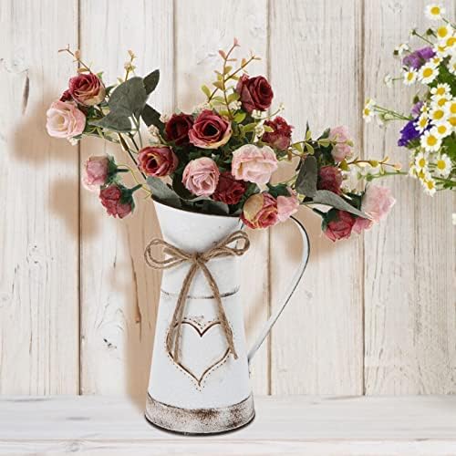 DECHOUS White Rustic Metal Vintage Flower Vase