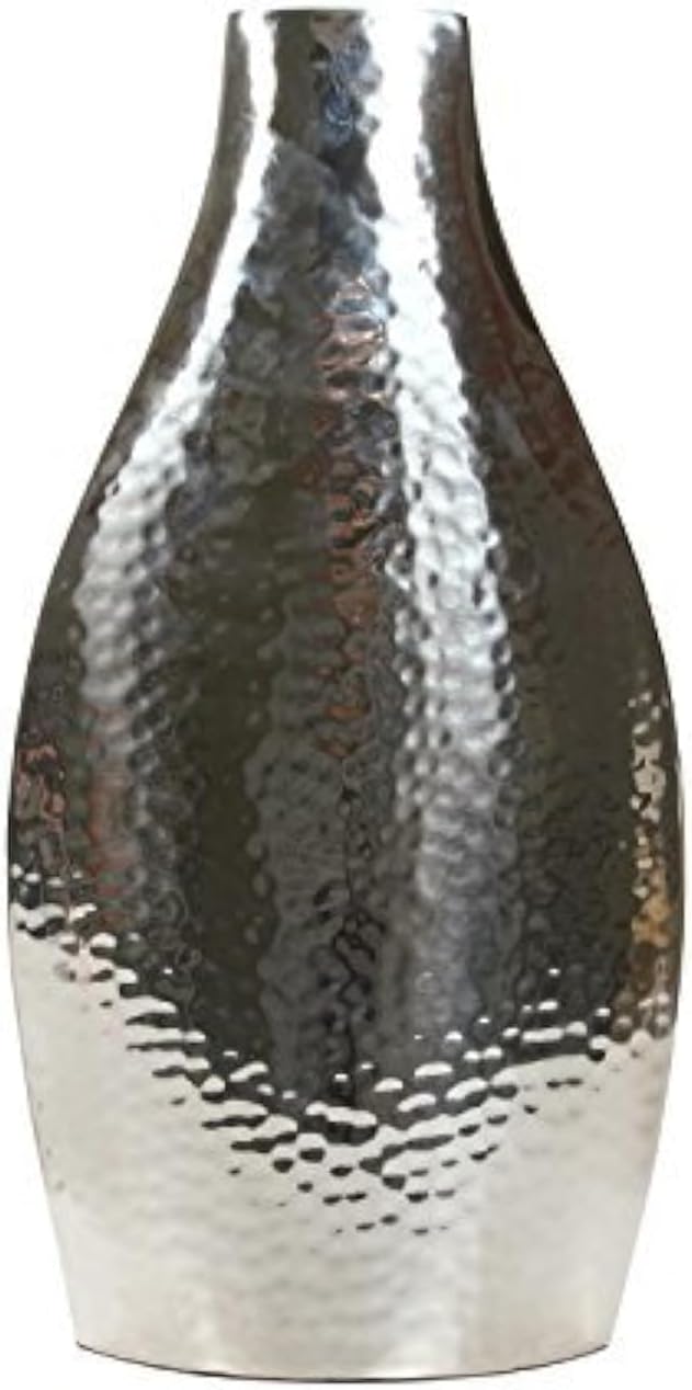 Hosley 17 Inch Tall Silver Metal Vase