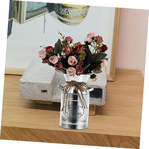 STOBAZA Vintage Iron Bucket Flower Vase Decor