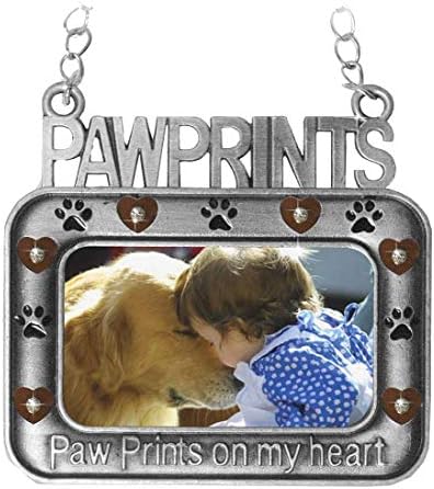 Pet Memorial Ornament with Paw Prints and Photo Frame