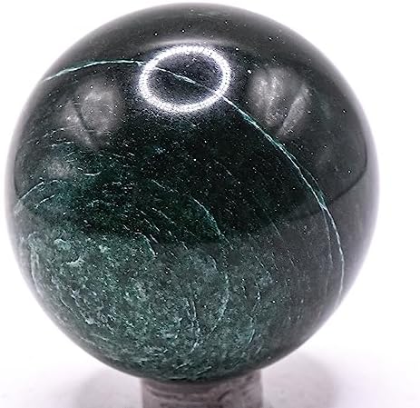 48mm Dark Green Jade Sphere with Stand - India Import