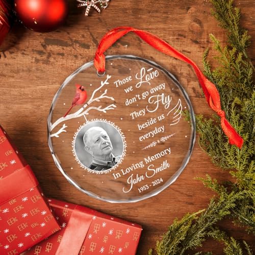 Personalized Glass Ornament for Dad Mom - Sympathy Memorial Keepsake