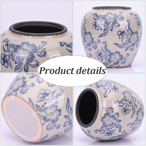 Qianling Blue and White Floral Vase - 67 Vintage Ceramic Decor Vase