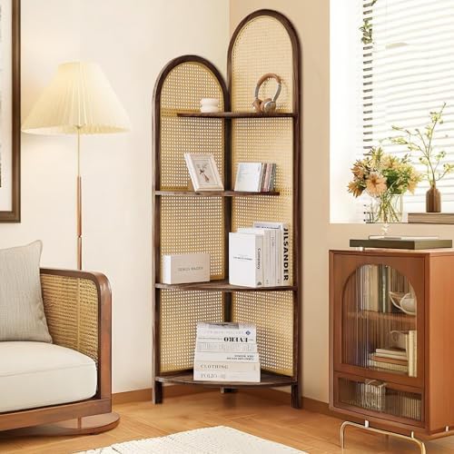 Asnefeli 4-Tier Corner Shelf Stand with Legs Brown
