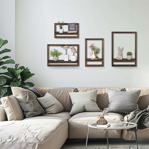 Walasis 4-Piece Wood Floating Shelves for Farmhouse Decor