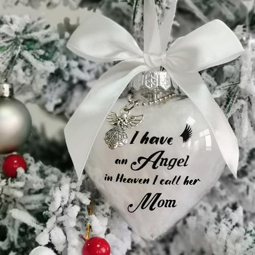 Clear Christmas Memorial Ornament with Angel and Bow