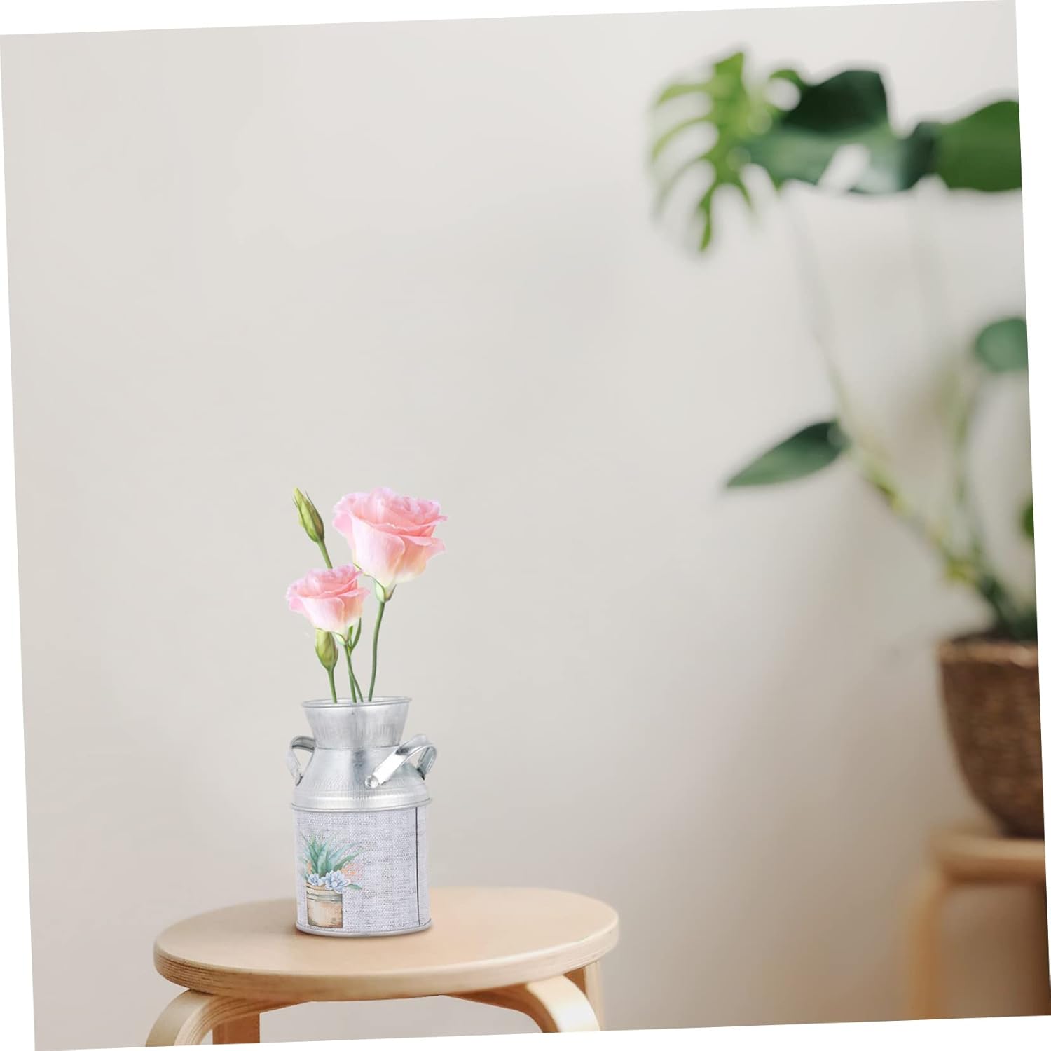 STOBAZA 3Pcs Tinplate Flower Vase with Handle Retro Decorative Vases for Home Office Wedding Table Centerpieces