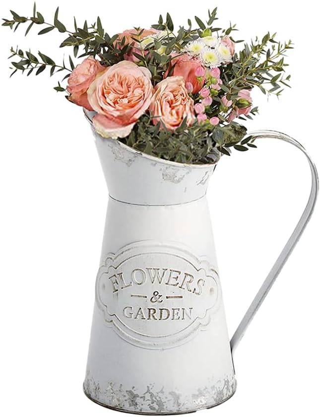 Rustic Shabby Chic Small Metal Flower Vase