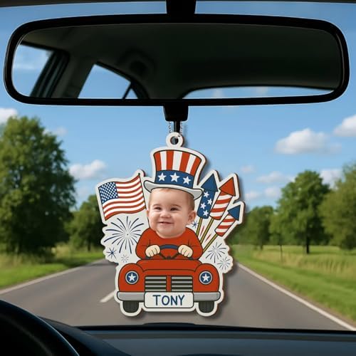 Customizable 4th of July Baby Ornament - Red White Blue Decor