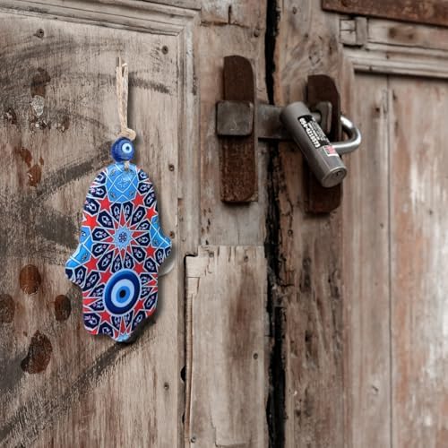 Geometric Hamsa Hand Evil Eye Wall Hanging Decor Protection Good Fortune