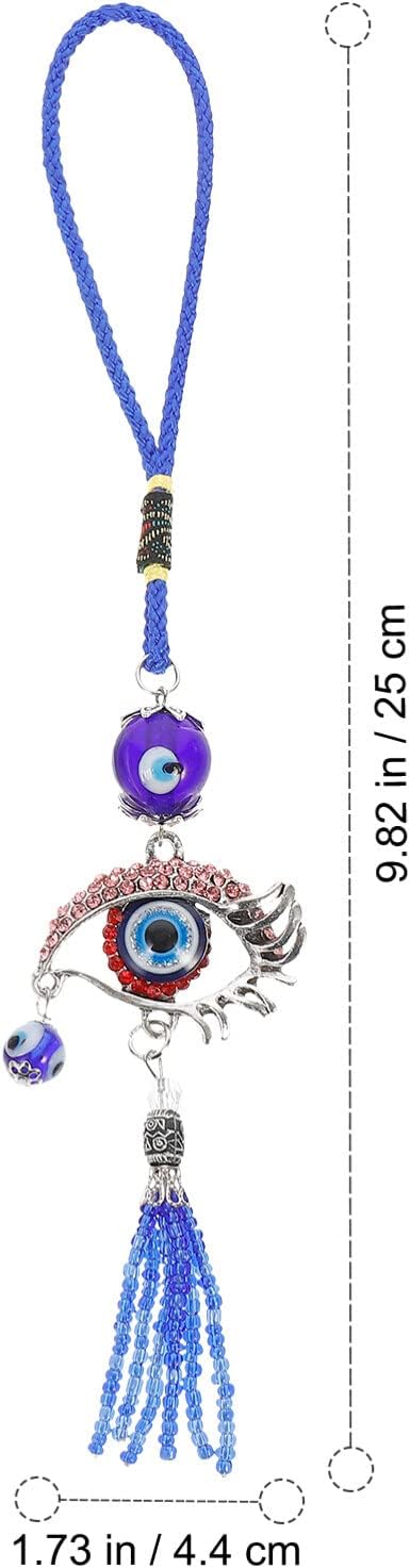 HOMSFOU Evil Eye Car Hanging Ornament Turkish Blue Pendant Decor for Rear View Mirror Window Door Balcony Red
