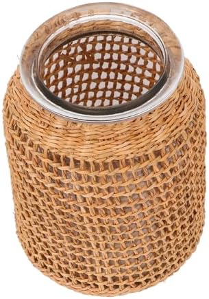 STOBAZA Grass Woven Glass Vase for Hydroponic Decor