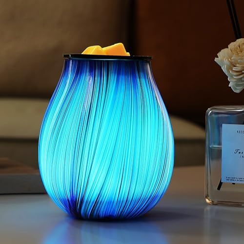 Inrorans Electric Wax Melt Burner with Timer and 7 LED Color Changing Art Glass Night Light