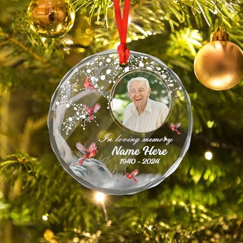 Personalized Crystal Ornament with Photo for Lost Loved One