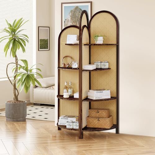 Asnefeli 4-Tier Corner Shelf Stand with Legs Brown