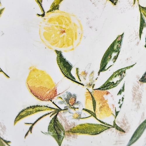 Round Ceramic Pitcher Vase with Lemon Design Farmhouse Accent Vintage Jug 8 x 65 Inches