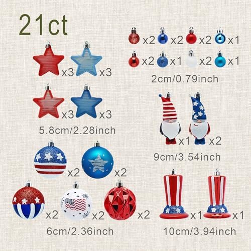 DecorbyHannah 4th of July Tree Decorations 40ct Assorted
