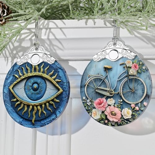 3 Inch Stained Glass Christmas Decoration with Evil Eye