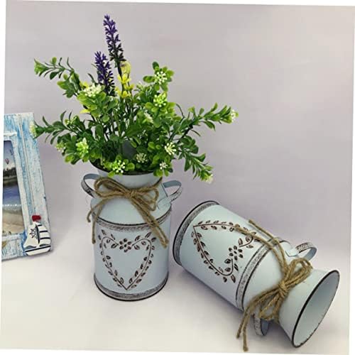 Vintage Metal Bucket Flower Vase for Farmhouse Decor