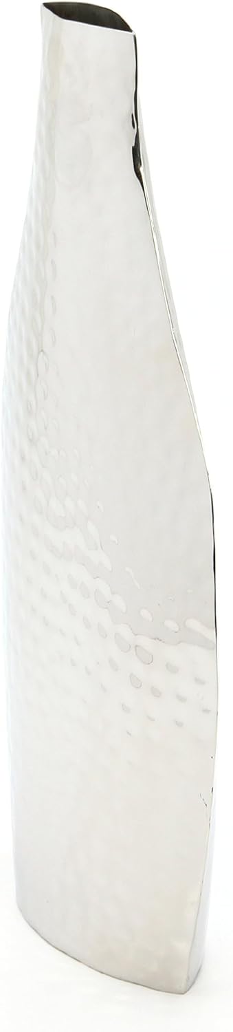 Hosley 17 Inch Tall Silver Metal Vase