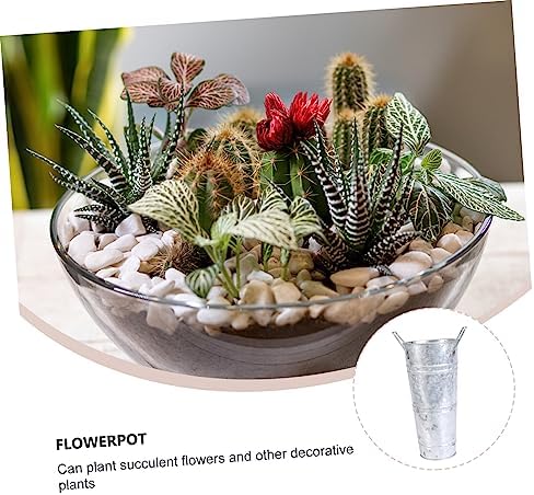 DECHOUS 2 Pcs Vintage Iron Flower Bucket Decor Vase