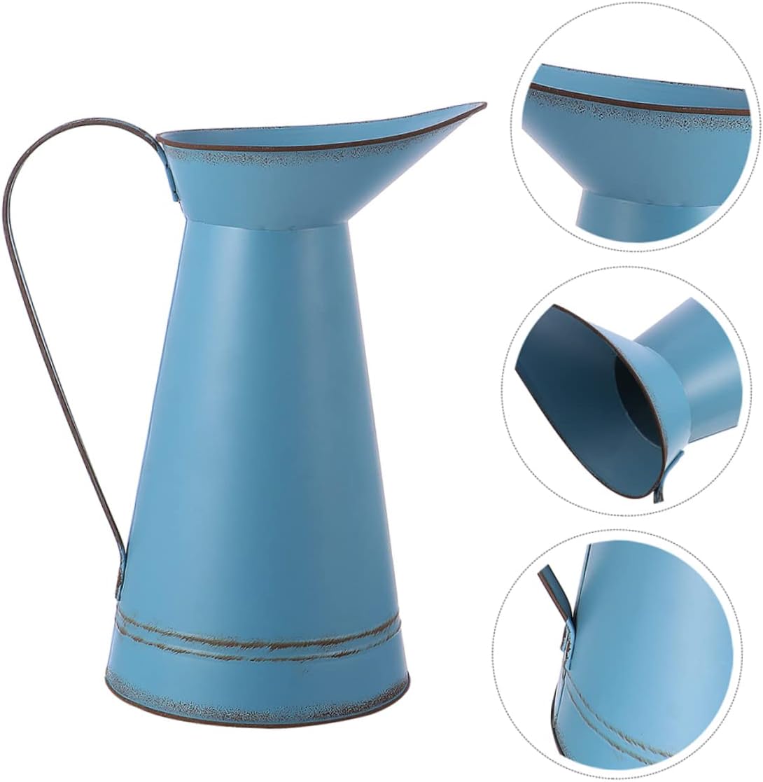 STOBAZA 2pcs Rustic Iron Flower Pot Vintage Metal Vase