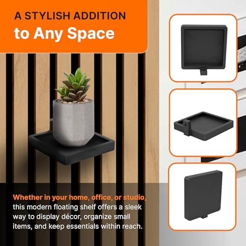 SplashNColor Small Floating Shelf for Acoustic Panels - Black