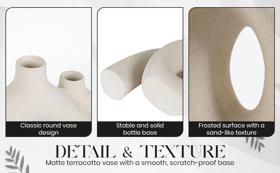 Ceramic Hug Vase Modern Donut Style Decor for Home