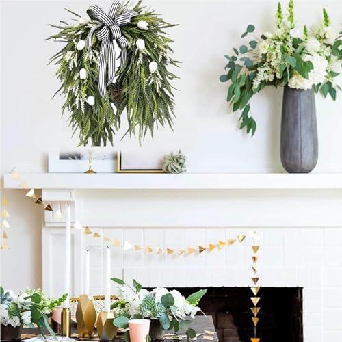 Artificial Spring Summer Wreath for Front Door Decor
