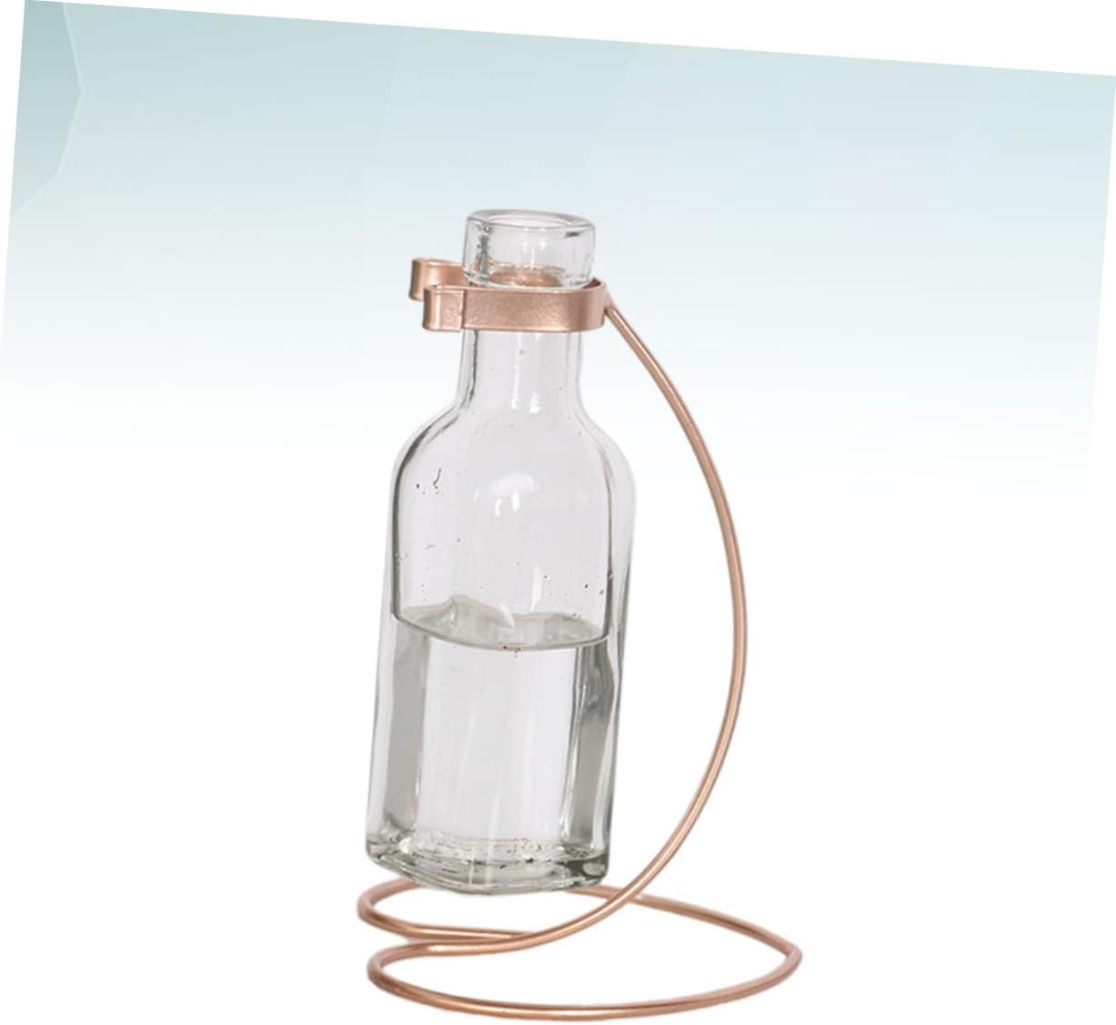 STOBAZA Sturdy Iron Base Glass Vase for Home Office Decor