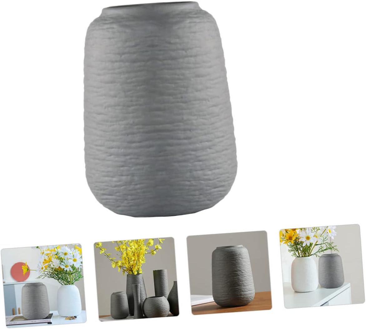 Nordic Style Ribbed Ceramic Flower Vase for Modern Decor