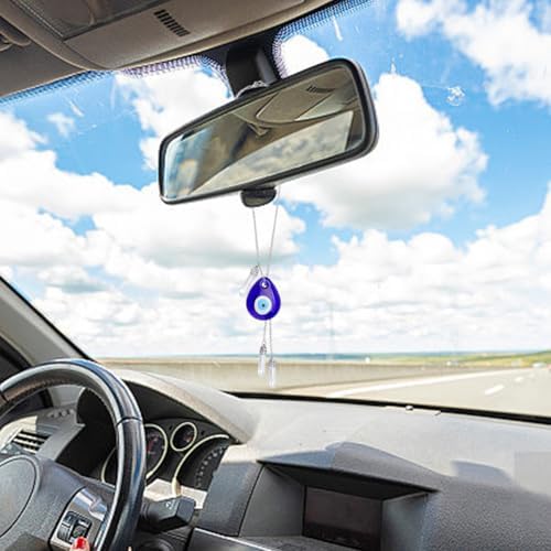 WEBEEDY Evil Eye Car Hanging Ornament Blue Charm with Crystal Column