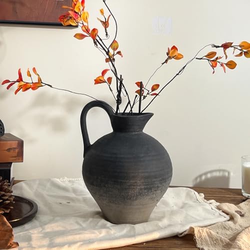Ceramic Rustic Farmhouse Vase with Handle 87 Inch