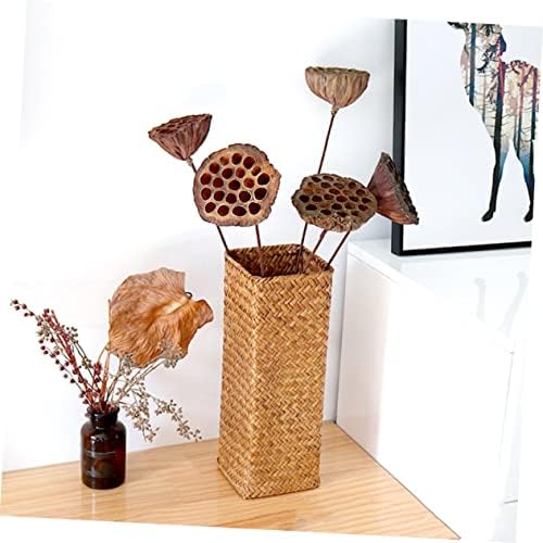 VINTORKY Woven Dried Flower Vase Rustic Tall Rattan Decorative Container