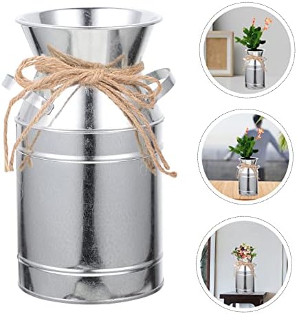 STOBAZA Rustic Metal Flower Vase Vintage Milk Jug Decor