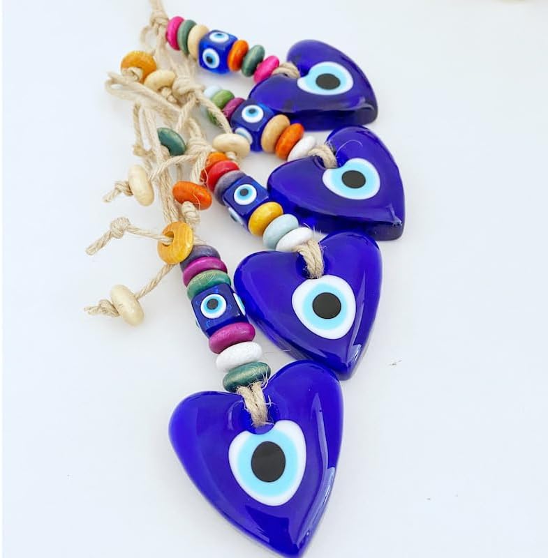Set of 4 Blue Evil Eye Wall Hanging Car Charm Decor
