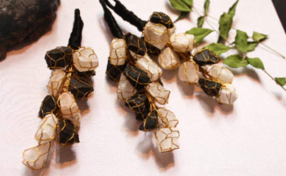 FIRSTRAY Natural Black Tourmaline and Selenite Hanging Ornament