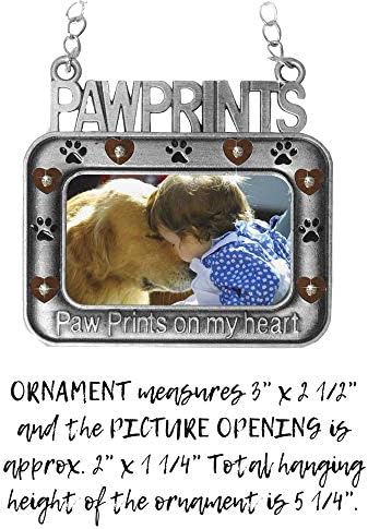 Pet Memorial Ornament with Paw Prints and Photo Frame