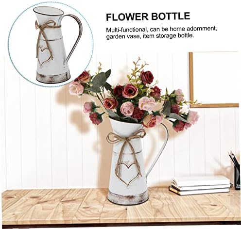 Heart Shaped Metal Vase Rustic Decorative Pitcher
